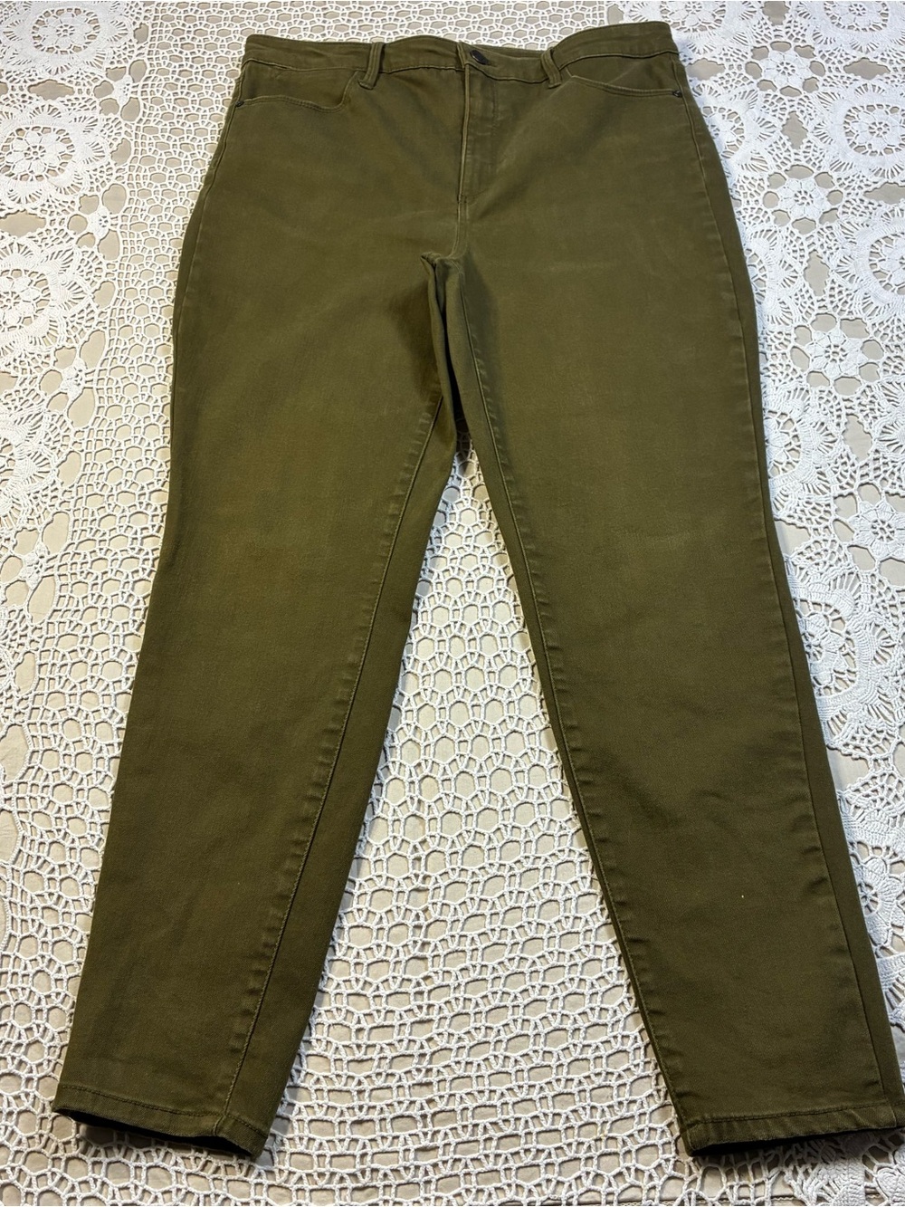 Talbots Women’s Size 12 Olive Green Skinny Jeans High Rise Stretch Denim
